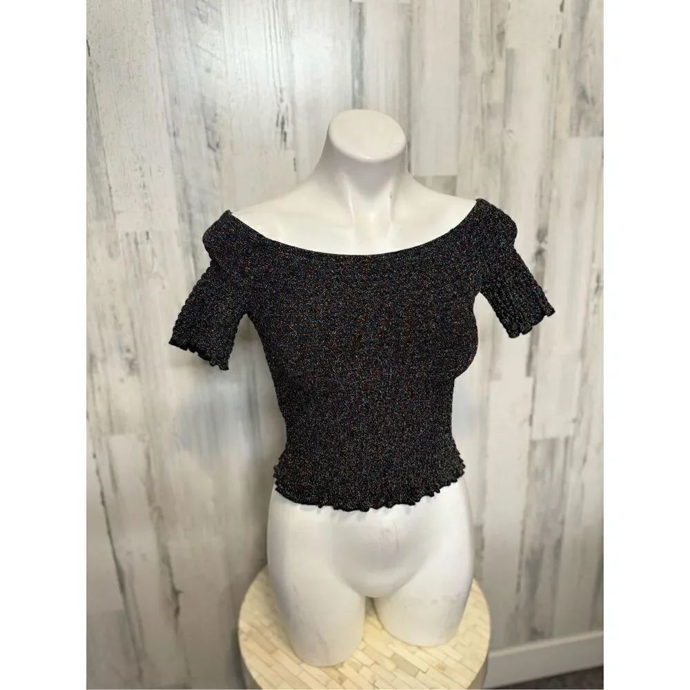 Urban outfitters black glittery top